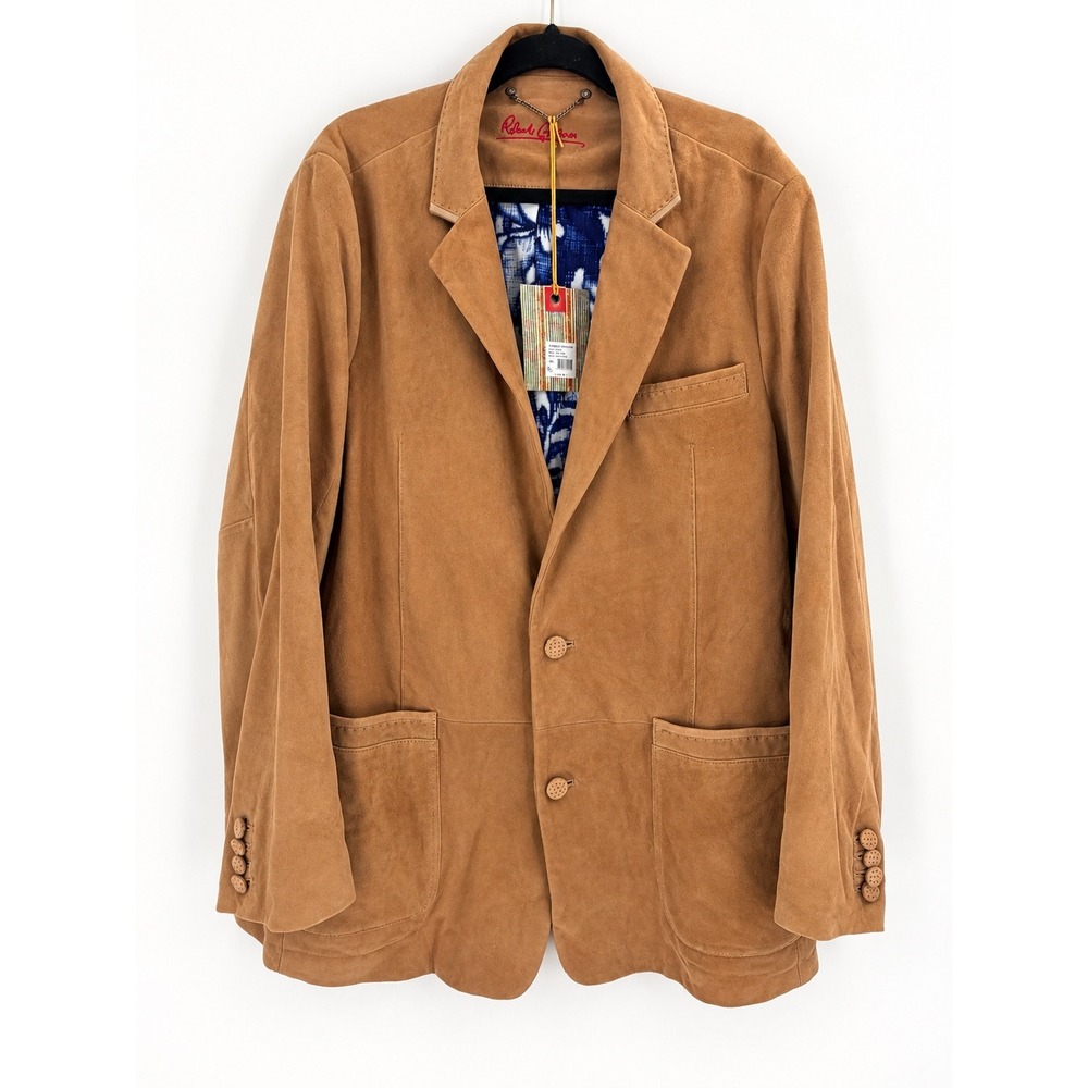 Robert Graham Wythe Sport Coat Mens 46 Khaki Tan Leather Suede Jacket Luxury NWT